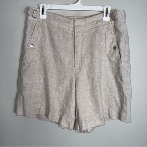 Athleta Women's Voyager 100% Linen Shorts-Tan-Casual Beach-Size 12